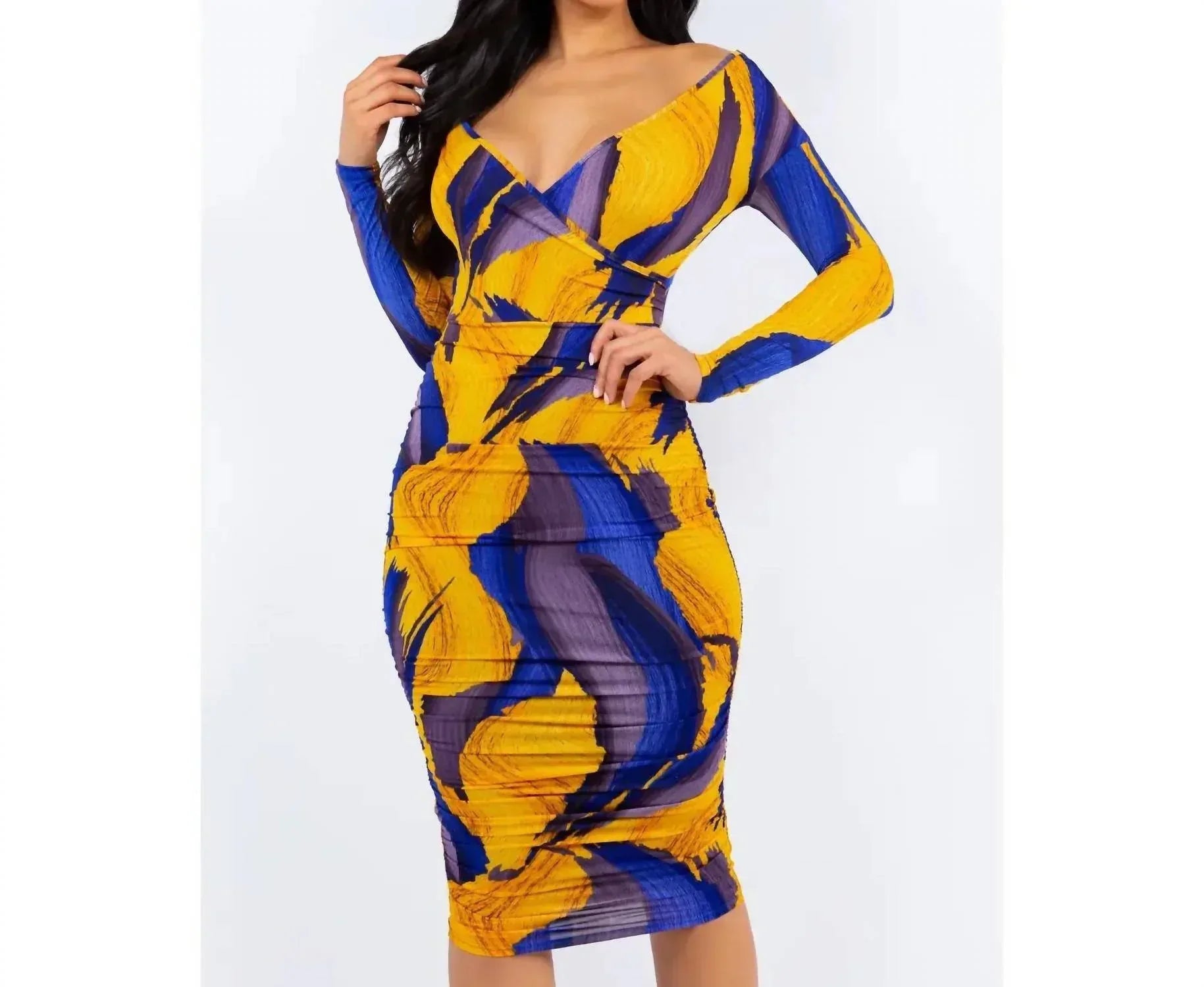 Let's go Uptown - Off Shoulder Wrap Ruched Midi Dress - Rack Hunt
