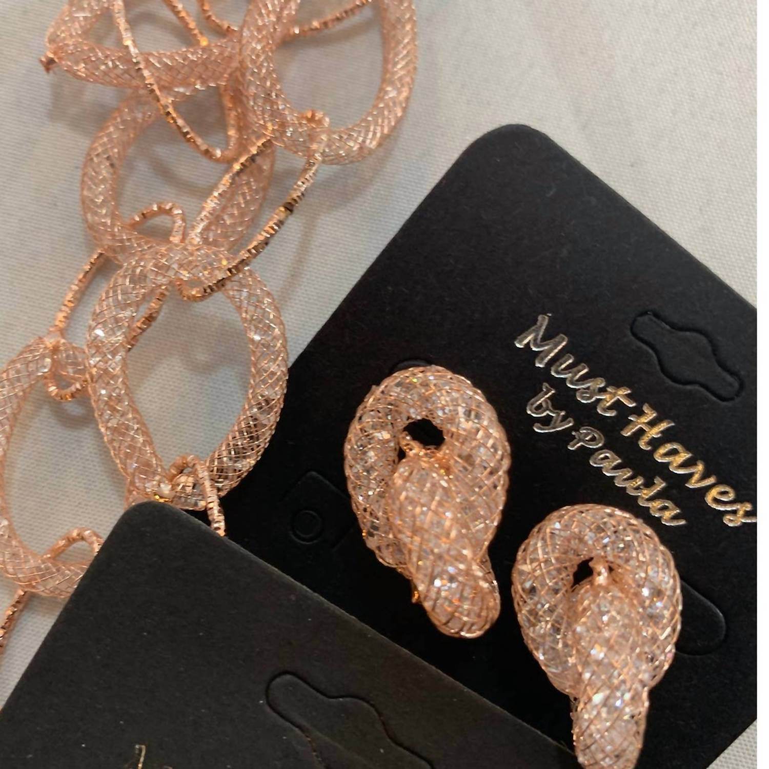 Must Haves by Paula - Chain Link Earrings and Necklace Wedding Jewelry Set - Rack Hunt -