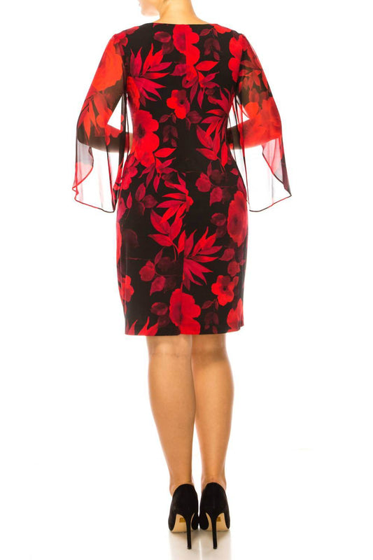 Connected Apparel - Floral Split-sleeve Sheath Dress - Rack Hunt