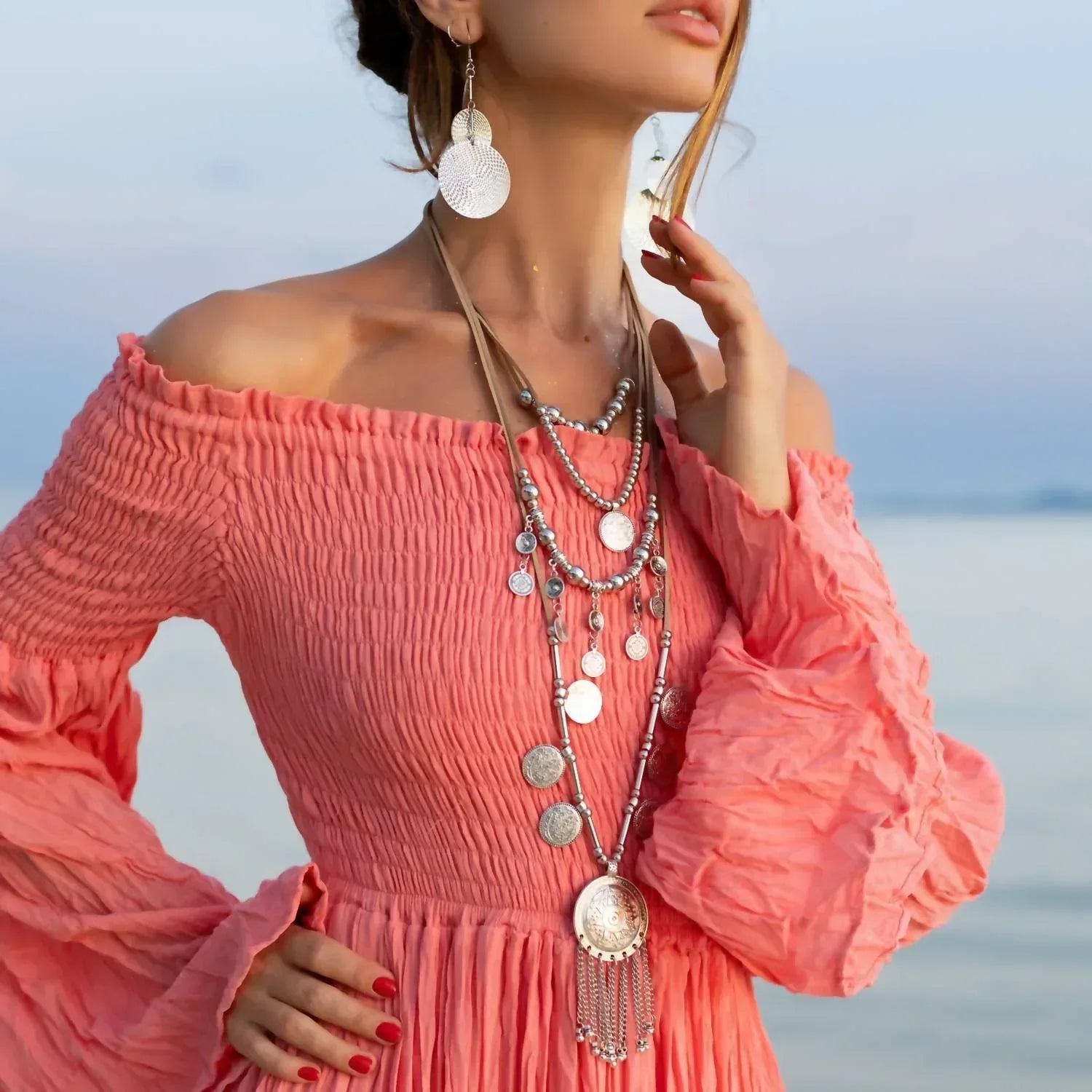 Zinnia Pearl - Women's Sexy Shoulders Maxi Dress - Rack Hunt