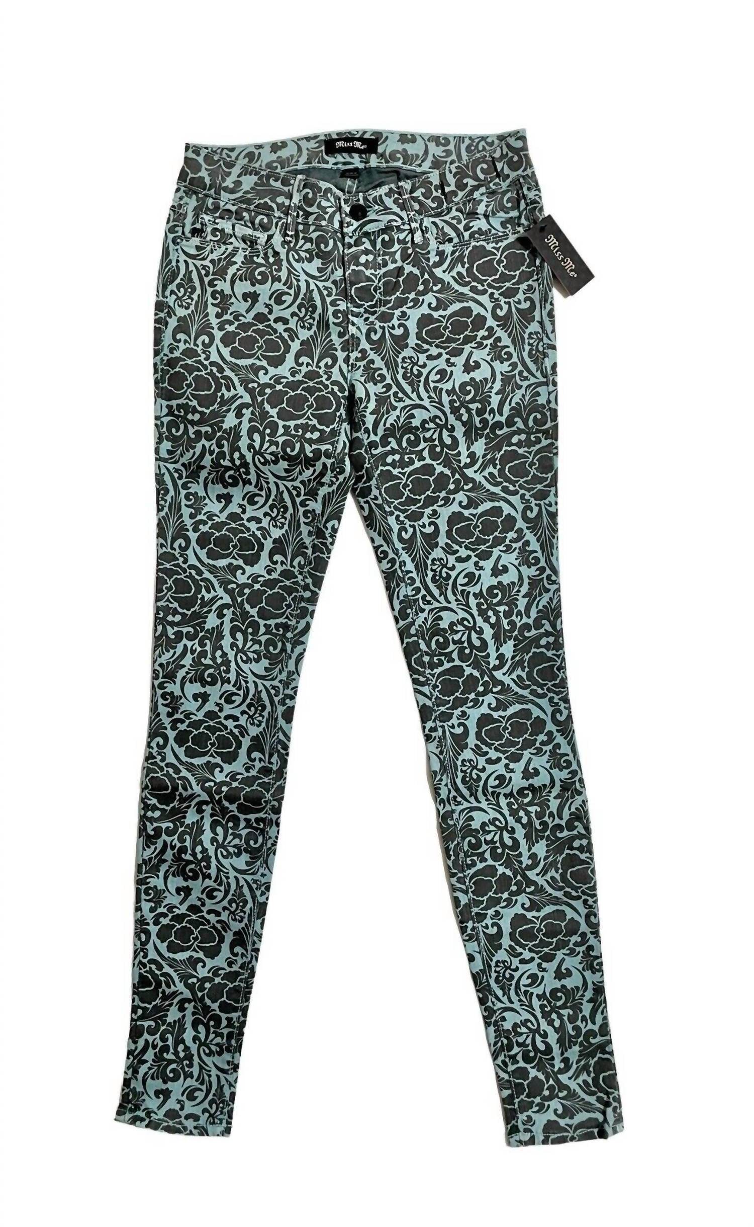 MM Denim - Women's Mid Rise Slim Floral Print Skinny Jeans - Rack Hunt -