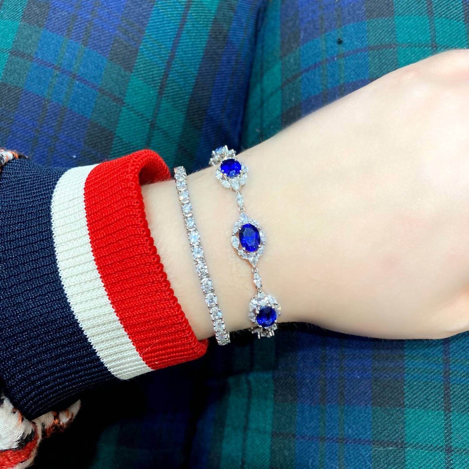 Gregg Ruth - Women's Oval Sapphire & Diamond Bracelet - Rack Hunt -