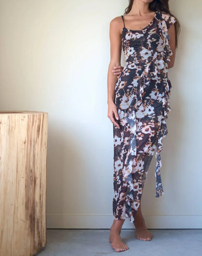 ESTHE - Waterfall Frill Asymmetric Dress - Rack Hunt