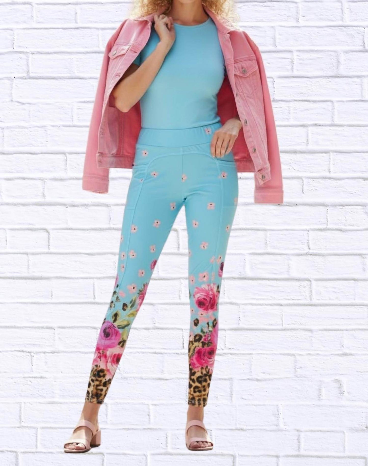 Calypso - Daniela Sienna Print Stretch Knit Leggings - Rack Hunt -