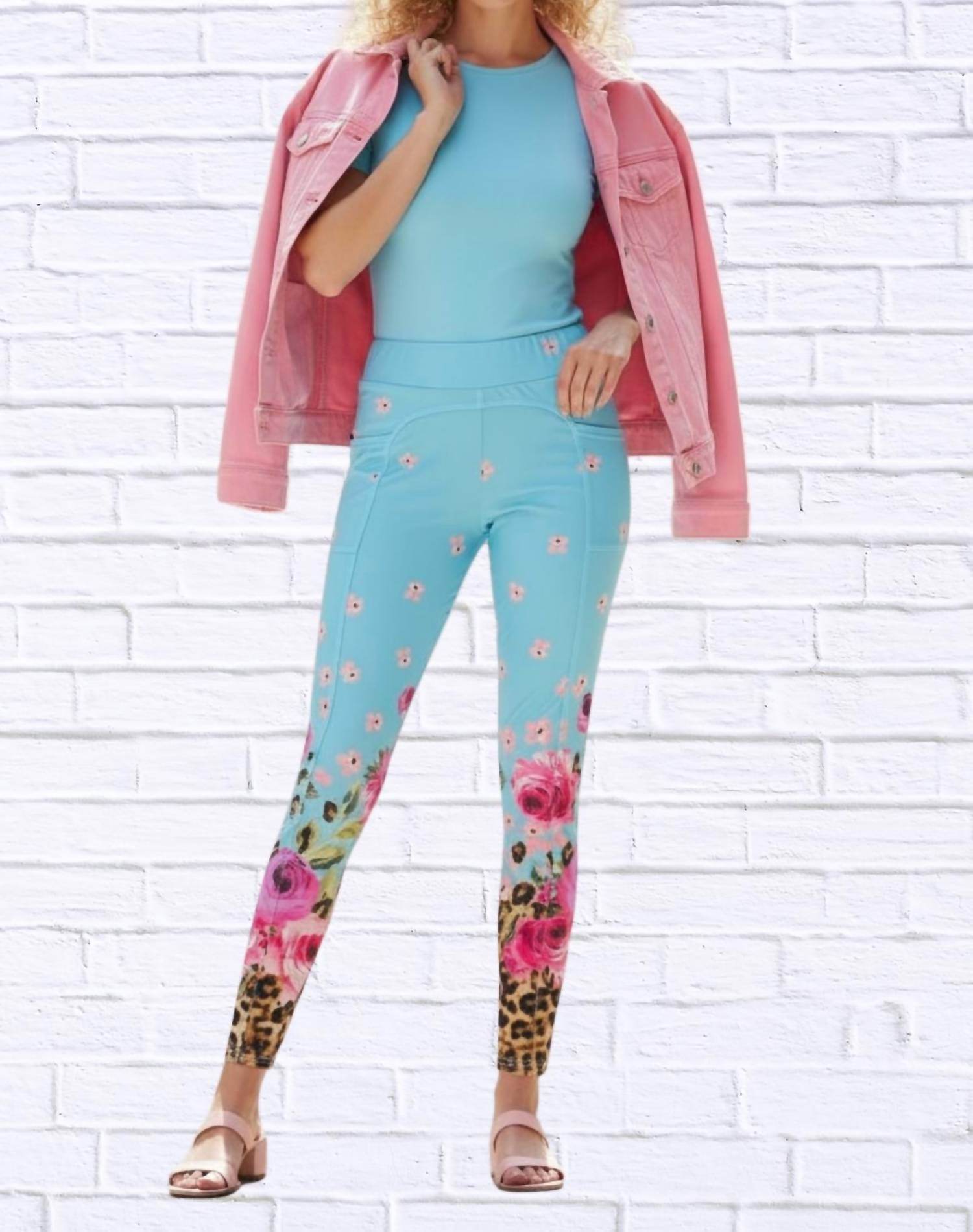 Calypso - Daniela Sienna Print Stretch Knit Leggings - Rack Hunt -