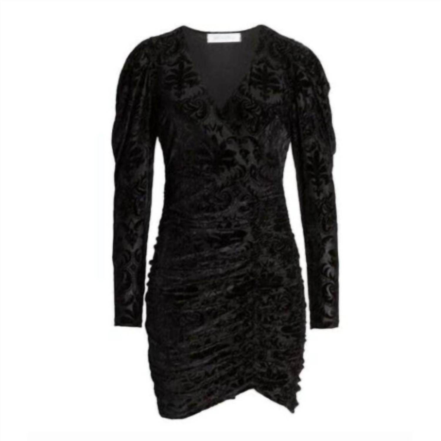 All in Favor - Long Sleeve Velvet Burnout Bodycon Ruched Dress - Rack Hunt