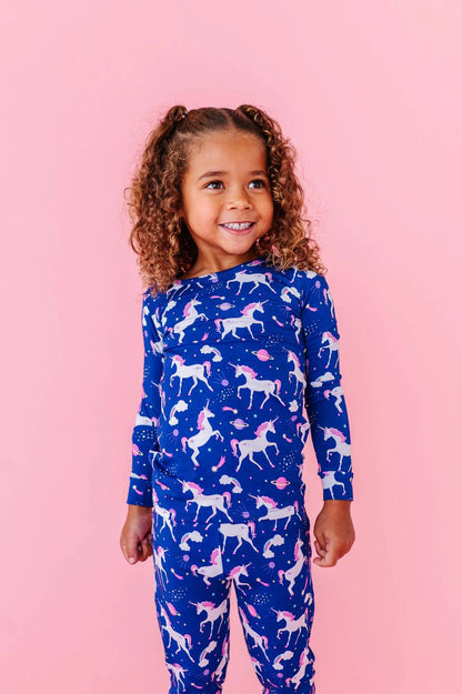 Girl's 2-piece Cosmic Unicorn Bamboo Pajamas