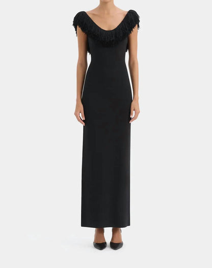 MARCELLINE FRINGE SCOOP BACK GOWN