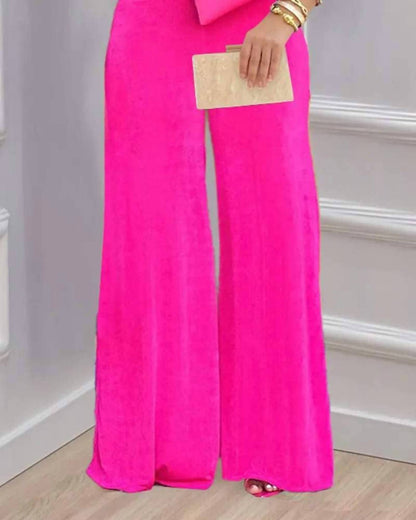 One-shoulder Bow Detail Wide-leg Set