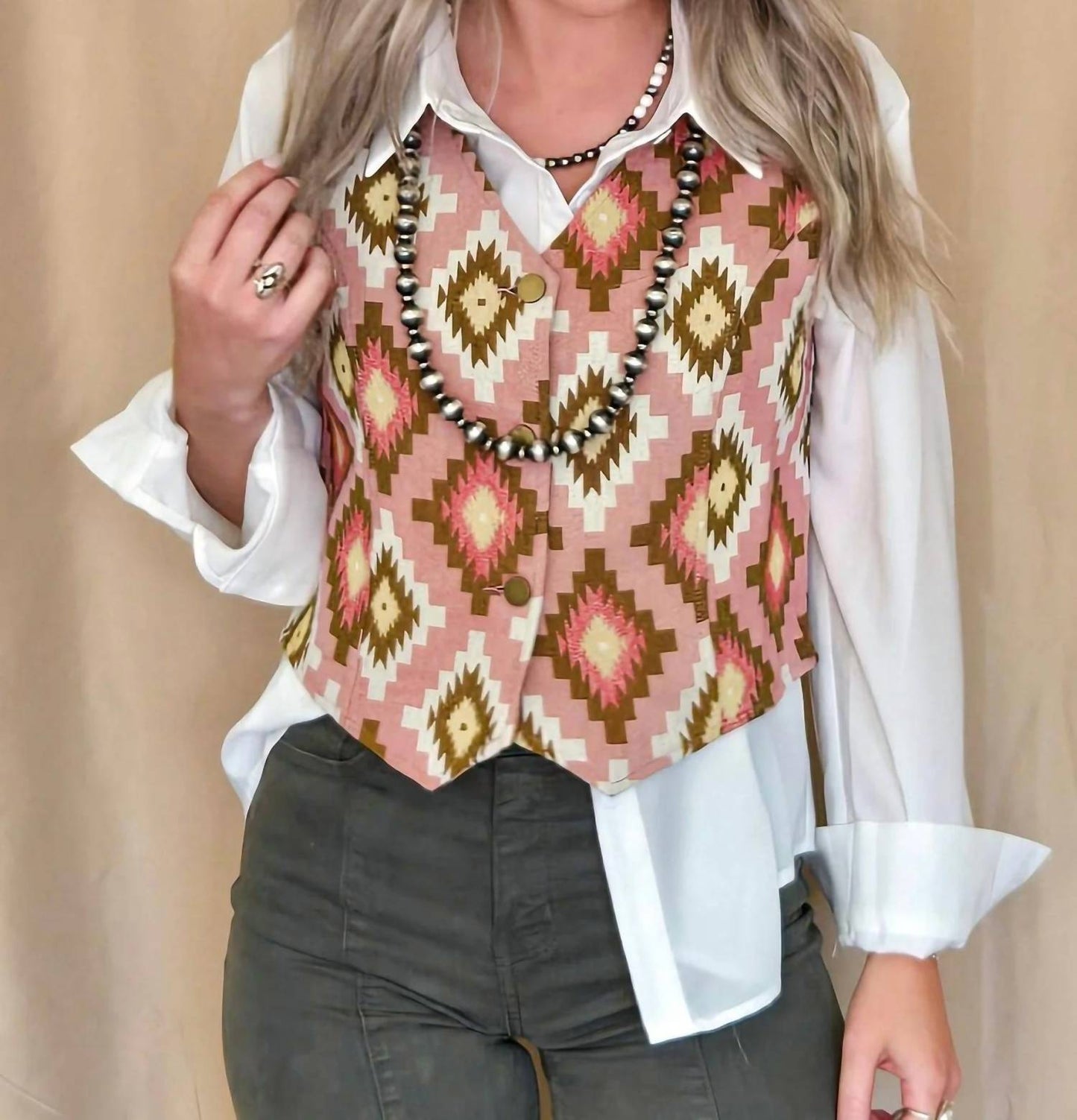 Southwest Tapestry Snap Western Vest