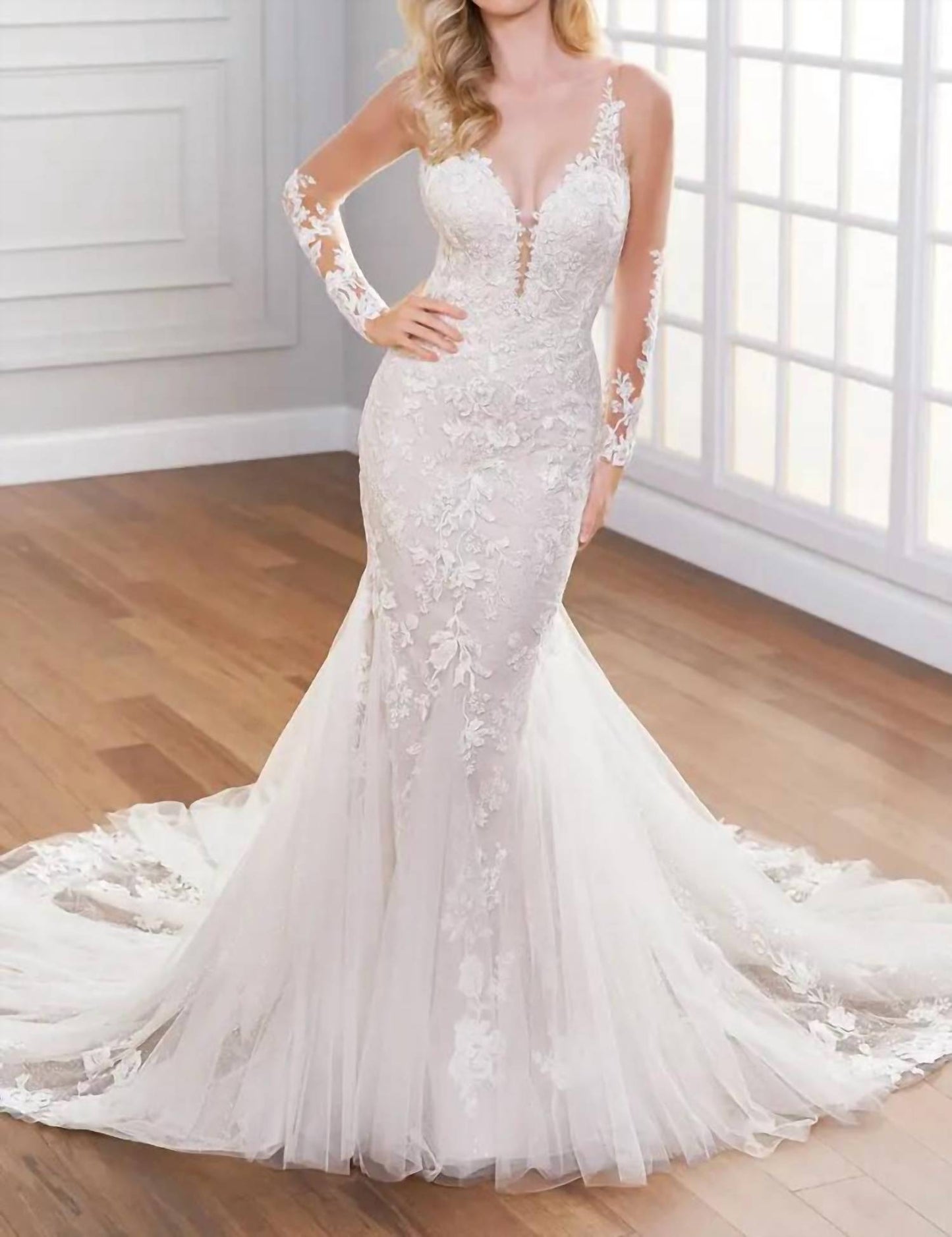 Catalina Schiffli Lace Appliqué Wedding Dress