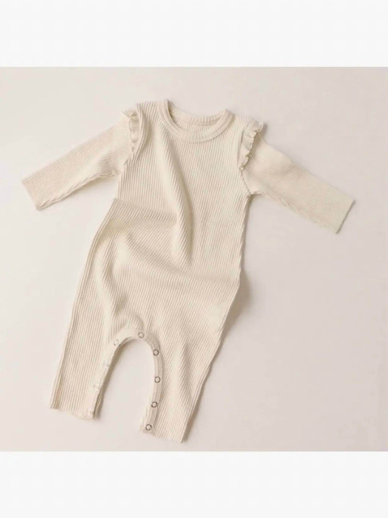 Peekaboo - Girls' Flutter Sleeve Ribbed Romper - Rack Hunt -