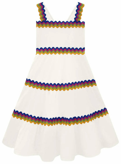 Nanai - Girl's Rainbow Trim Midi Dress - Rack Hunt