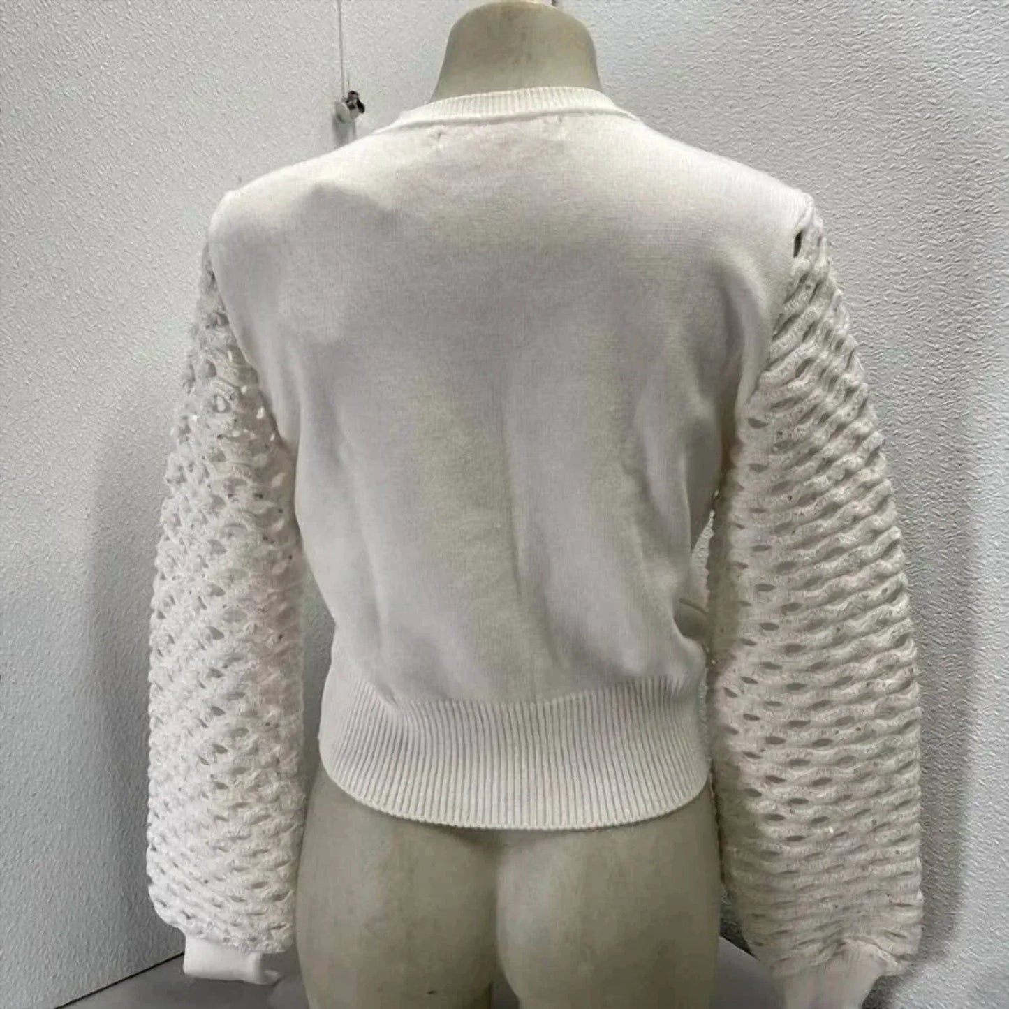 Maria Pavan - Women’s Sequin Braided Long Sleeve Soft Sweater - Rack Hunt