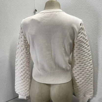 Maria Pavan - Women’s Sequin Braided Long Sleeve Soft Sweater - Rack Hunt