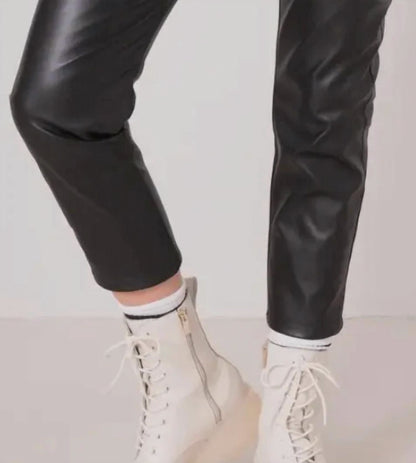 High Waist Straight Faux Leather Pants