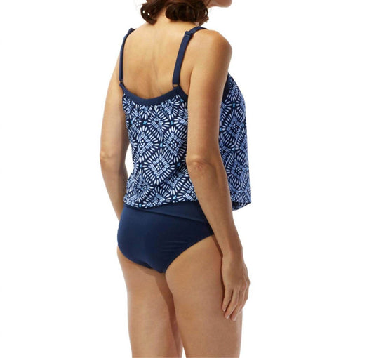 Roxanne - D-cup Chlorine Resistant Two-piece Blouson Tankini Set - Rack Hunt -