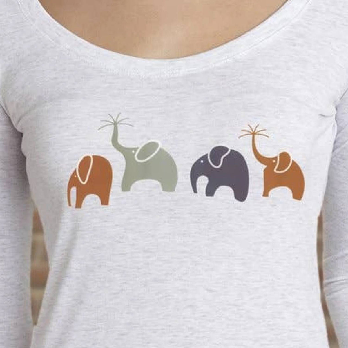 Happy Elephant Family Scoop Neck T-shirt