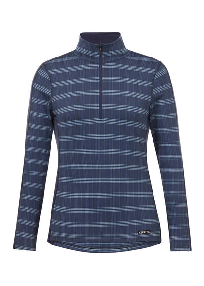 Stretch Plaid Quarter Zip Mid-layer Top