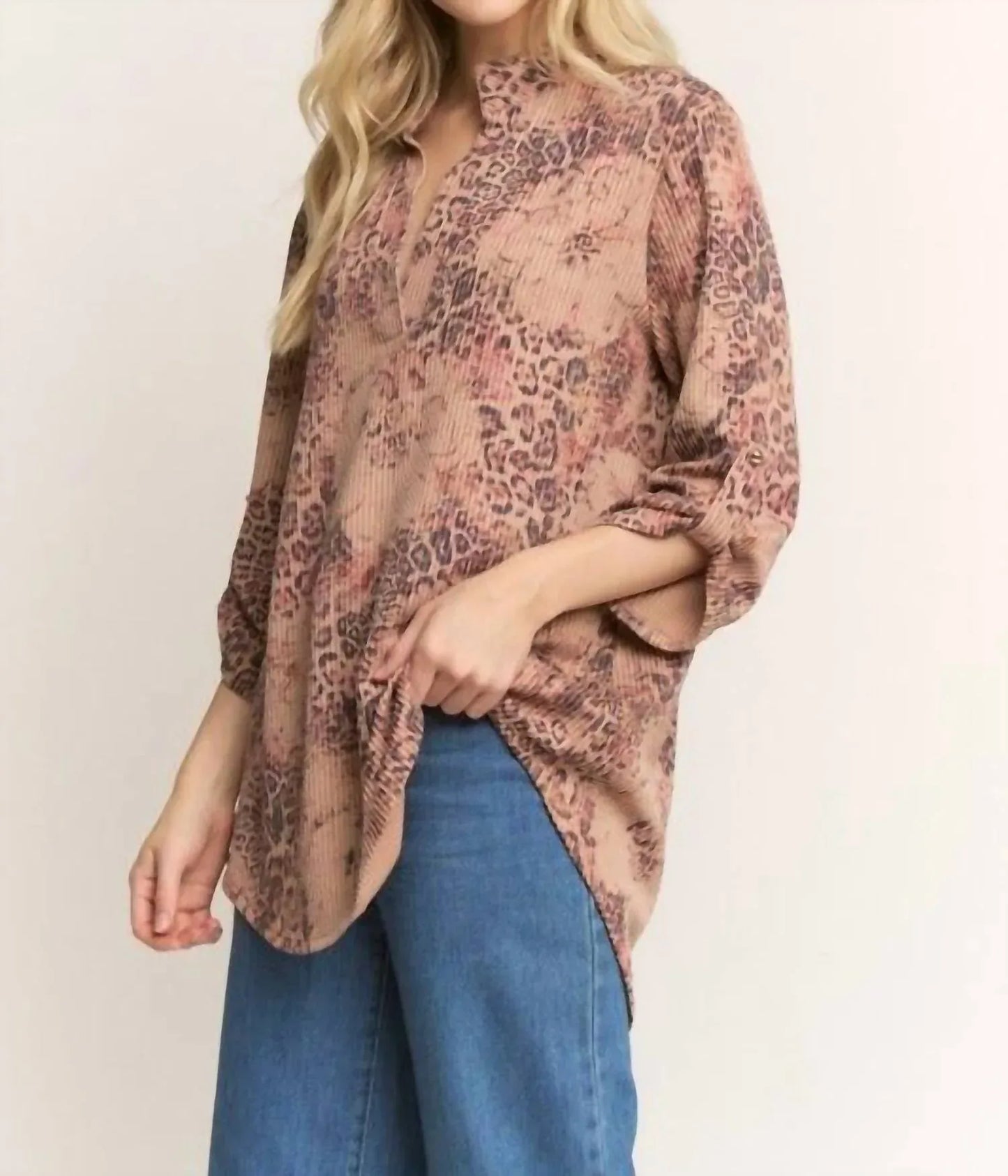 Heimish USA - Mandarin Collar Animal Urban Rib Top - Rack Hunt