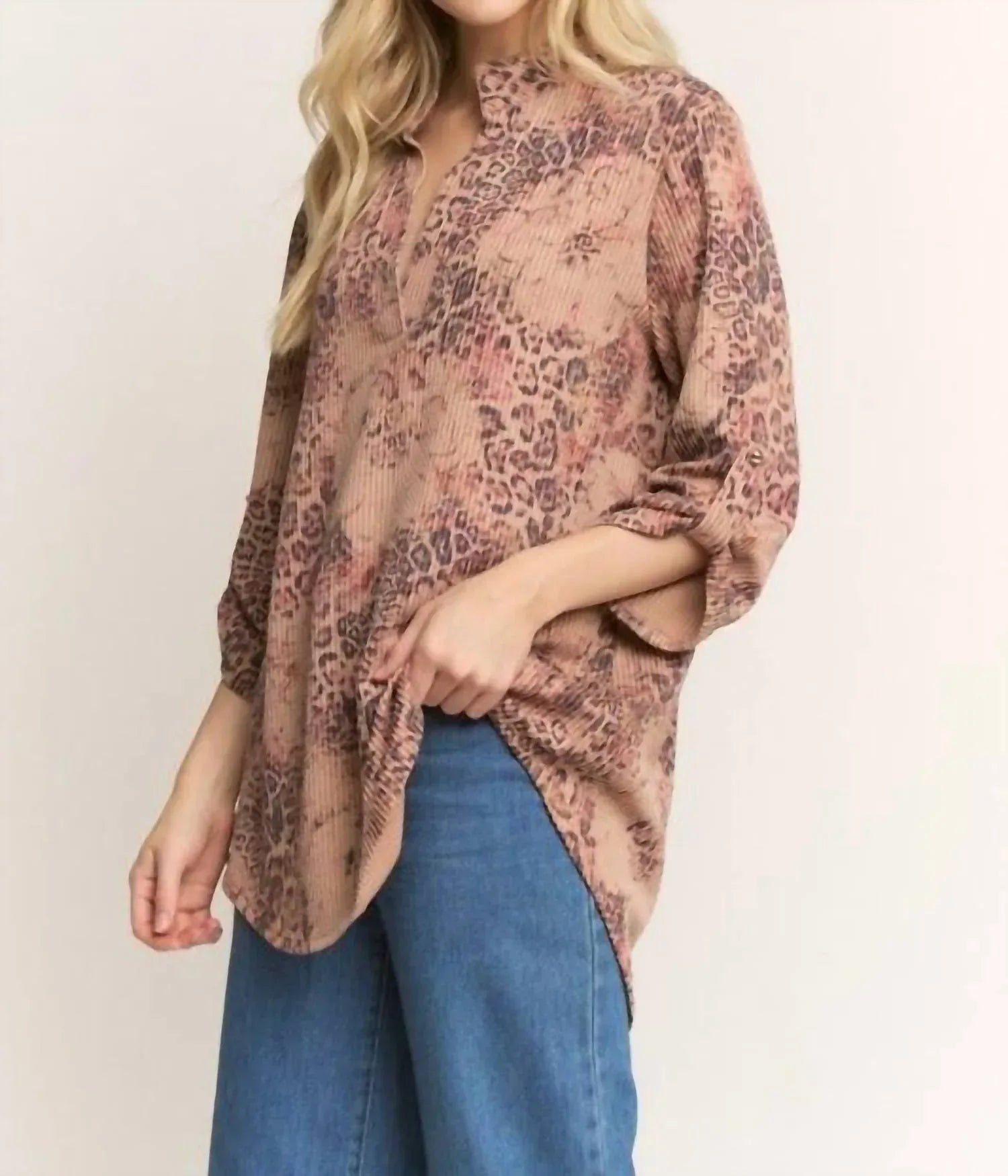 Heimish USA - Mandarin Collar Animal Urban Rib Top - Rack Hunt