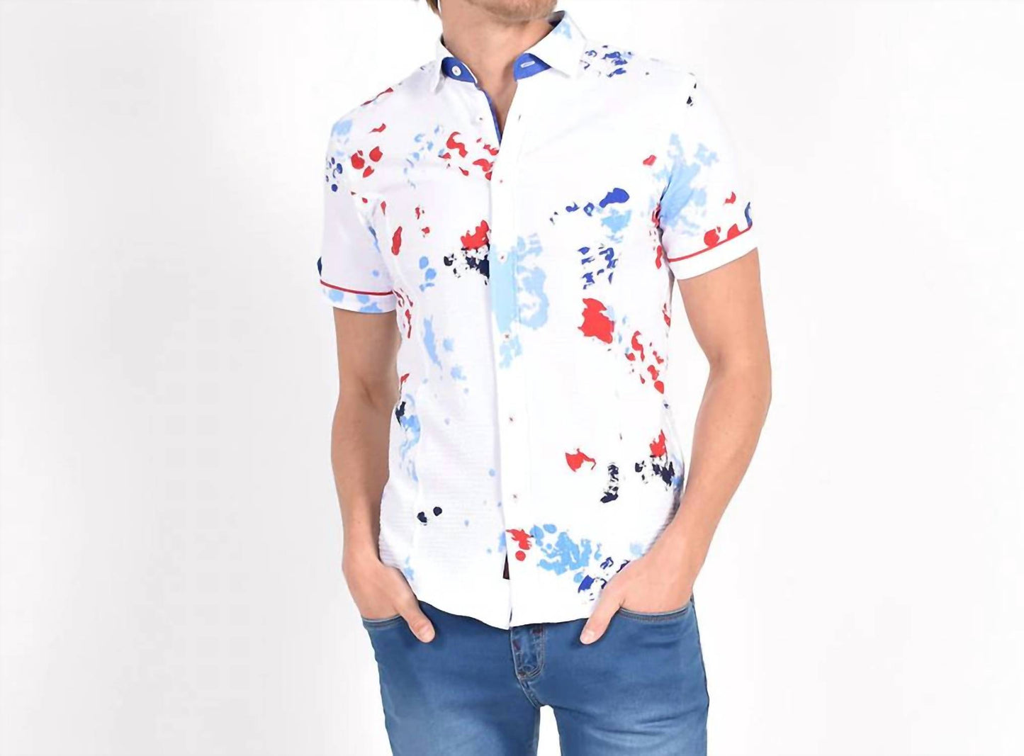 Chromo Ink Spot Print Short Sleeve Shirt