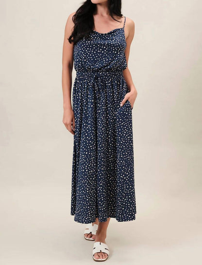 Cindy Cowl Neck Spaghetti Strap Midi Dress