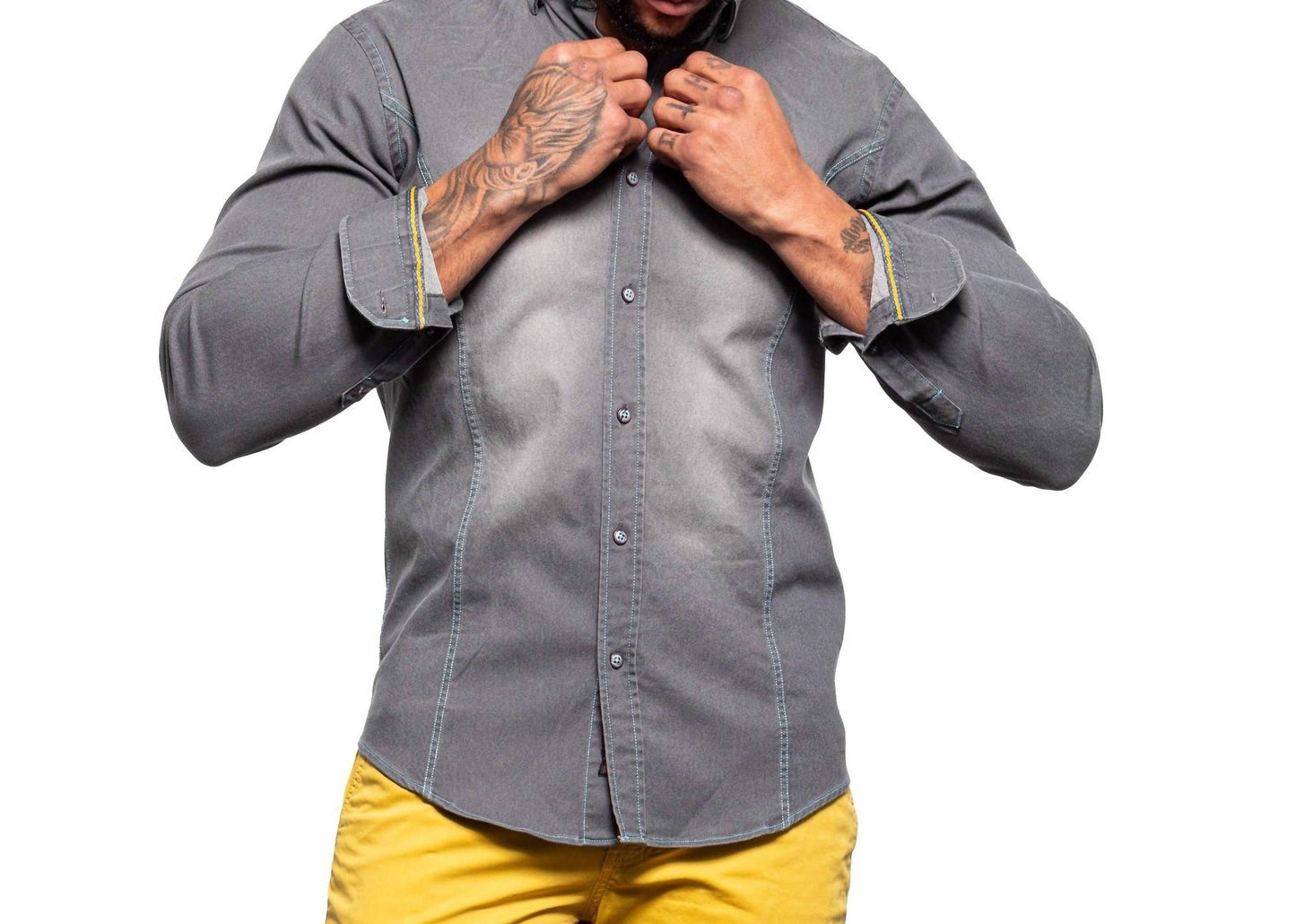 Denim Stretch Button Down Shirt