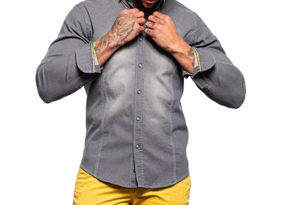 Denim Stretch Button Down Shirt