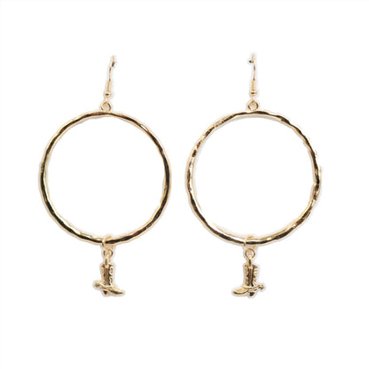 Women's Cowboy Boot Dangle Hoop Earrings