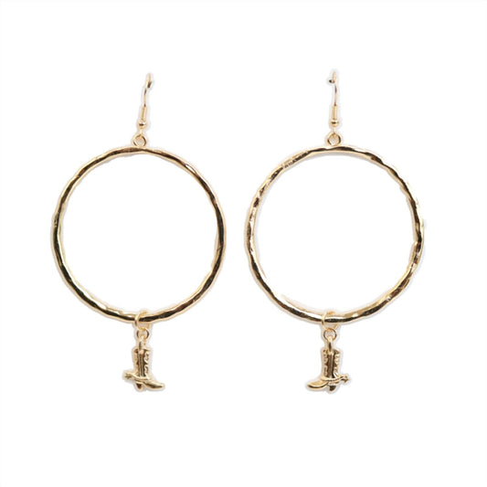 Women's Cowboy Boot Dangle Hoop Earrings