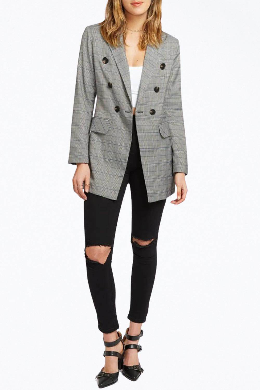 belle & bloom - DOUBLE-BREASTED PRINCE OF WALES CHECKED WOVEN BLAZER - Rack Hunt -