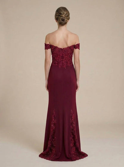 Beaded Embroidered Off-shoulder Mesh Mermaid Formal Gown