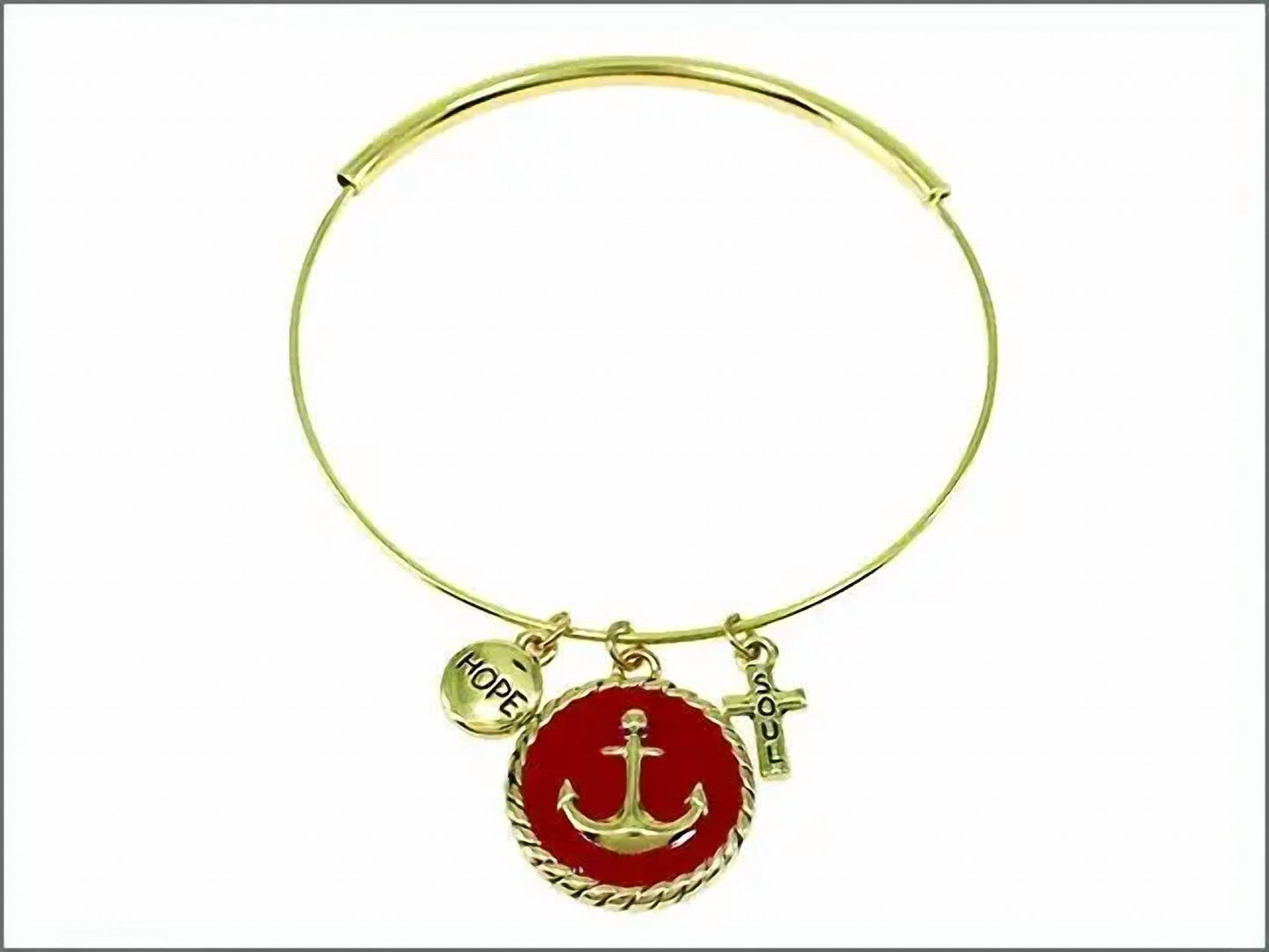 Women's Adjustable Nautical Anchor Bangle Bracelet