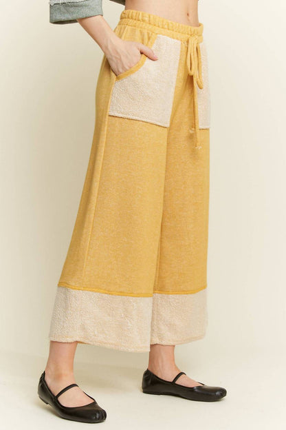 Washed Elastic Waist Wide Pants