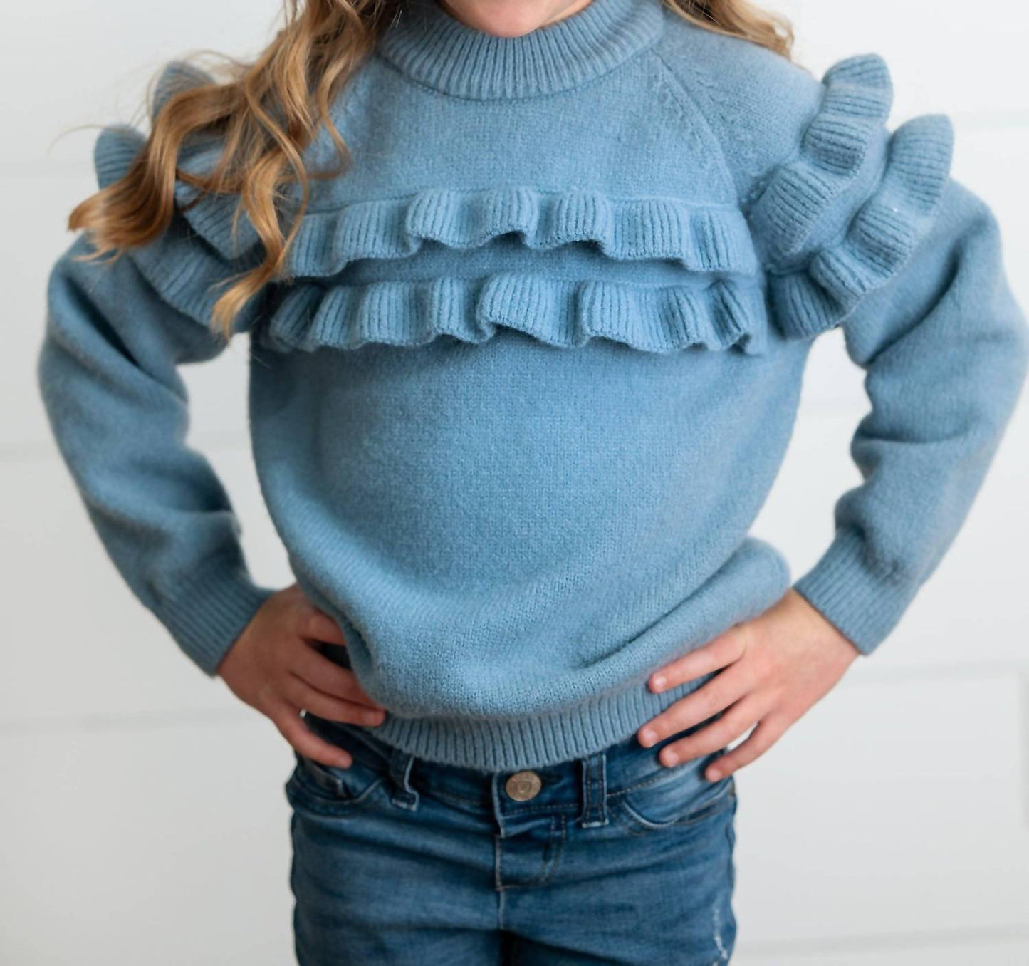 Double Ruffle Crewneck Sweater