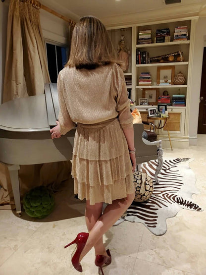 Ruffle Shimmer Mini Dress