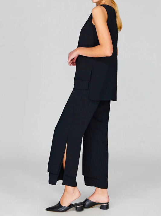 Lustrous Crepe Double Layer Crew Neck Tank