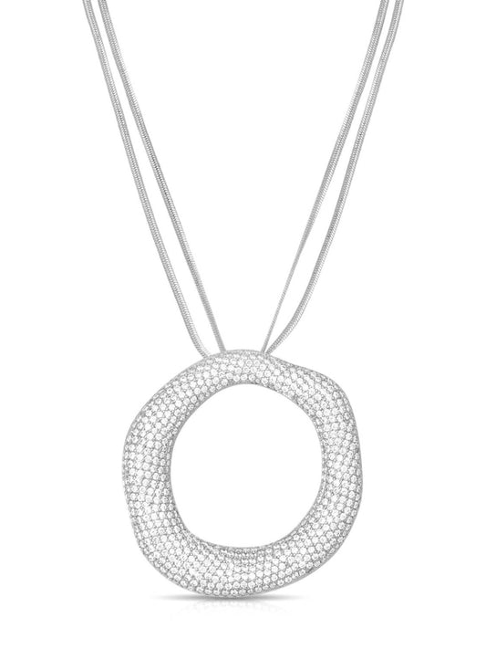 Women's Open Circle Pave Necklace