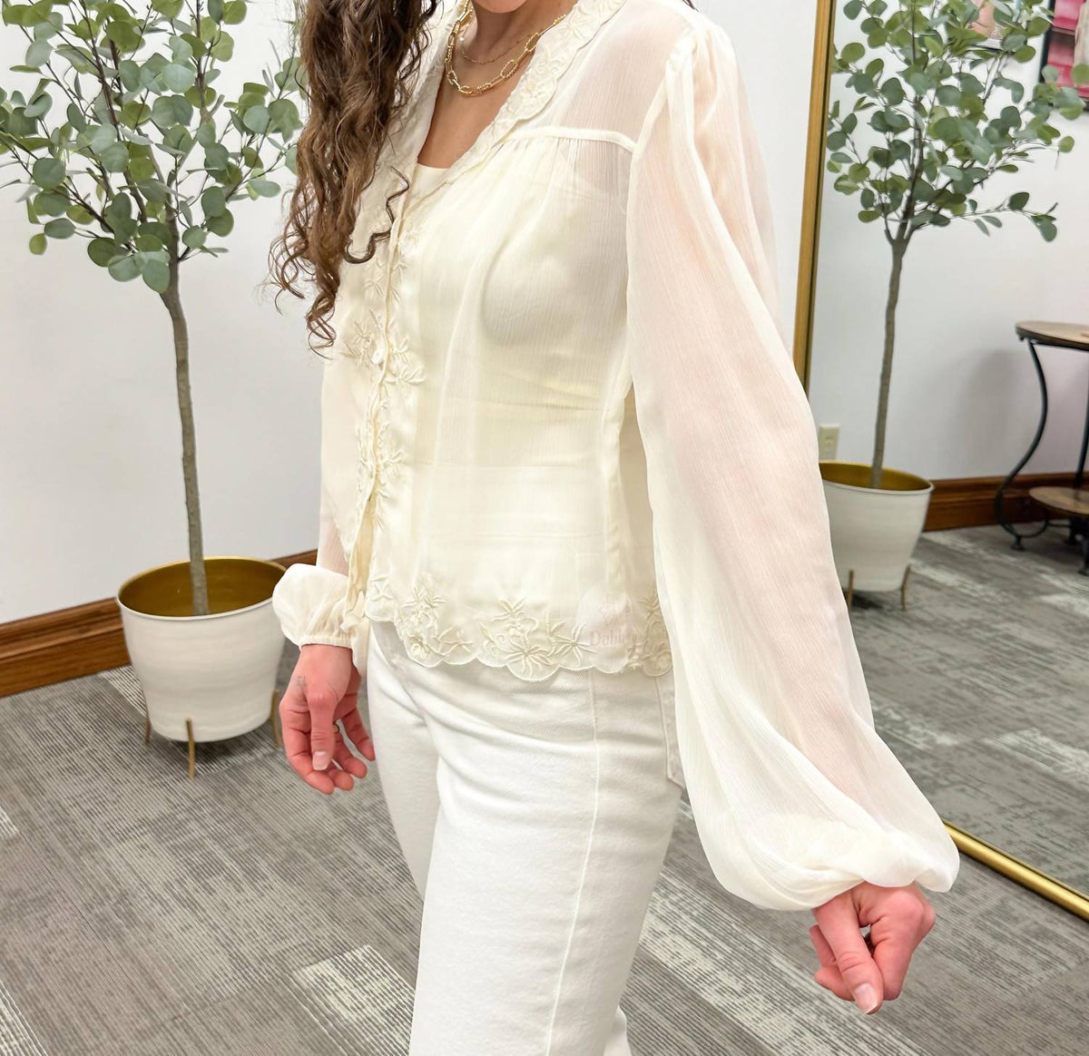 Embroidered Chiffon Blouse