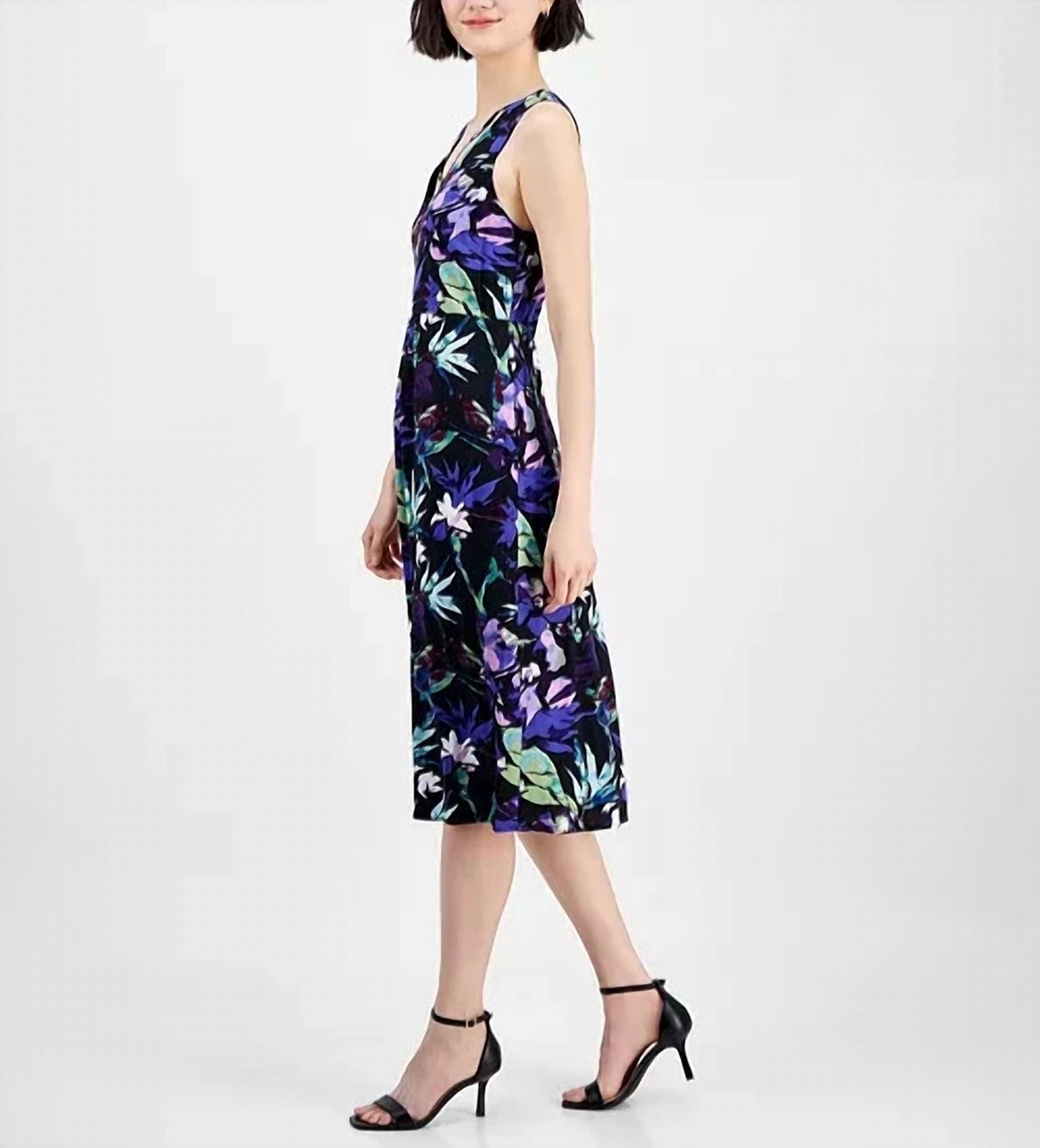 Strappy V-neck Floral Midi Dress