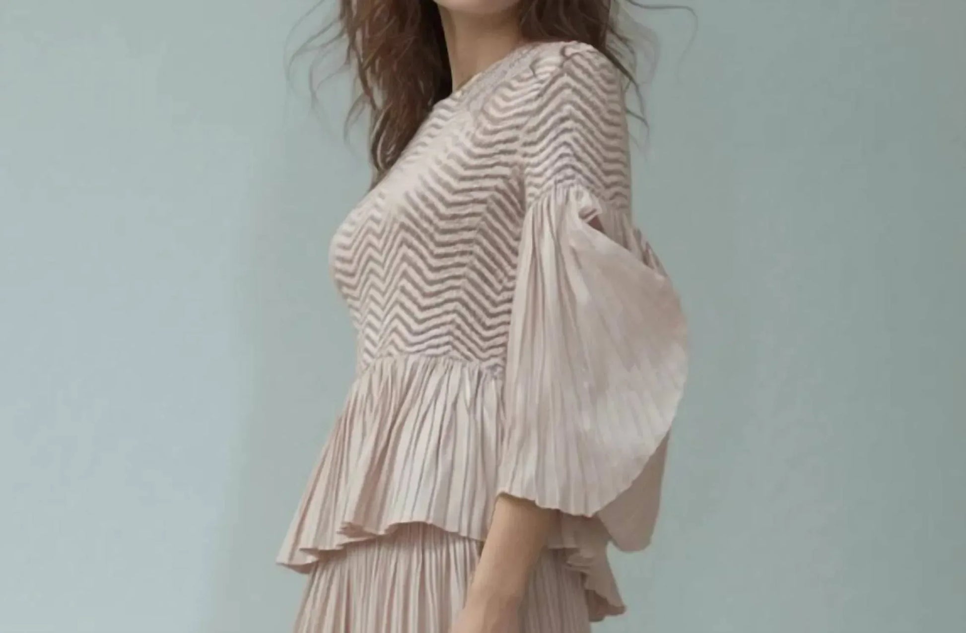 Ellyndale - Pleating Blouse Top With Tuck Sleeve - Rack Hunt