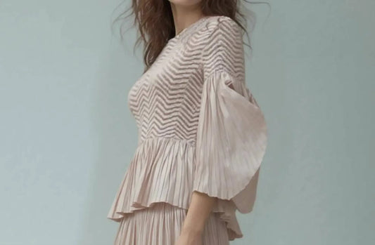 Ellyndale - Pleating Blouse Top With Tuck Sleeve - Rack Hunt