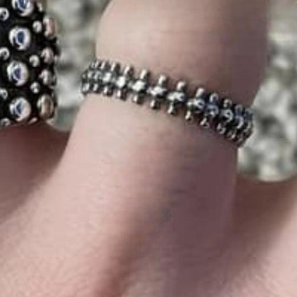 Women's Triple Ball Stamped Sterling Band Ring