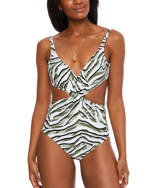 Hypno Beach Chic Printed Twist-front One-piece Swimsuit