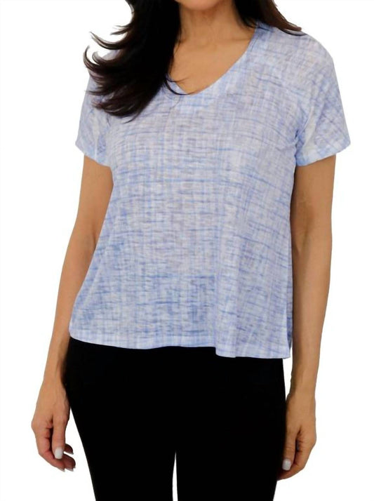 Weave Print V-Neck Short Sleeve Top