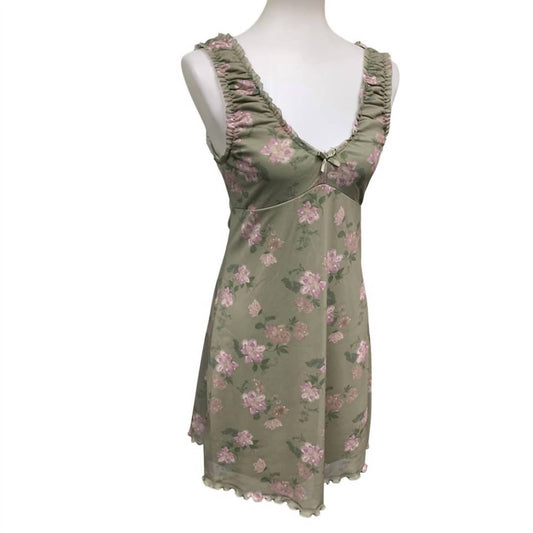 Juniors Cottage Core Floral Deep V Fit Flare Dress