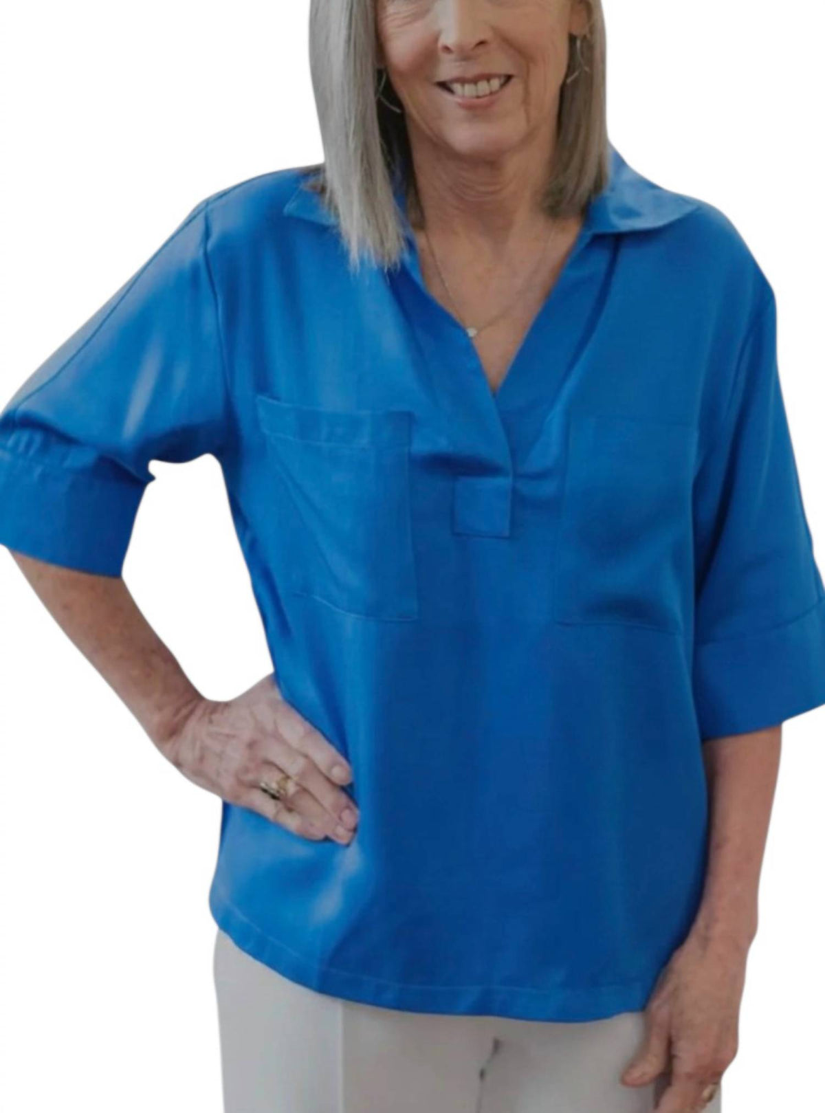 Collared Popover Blouse