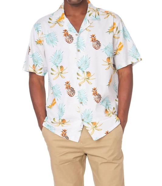 Hawks Bay - Printed Woven Fun Pineapple Print Short Sleeve Shirt - Rack Hunt