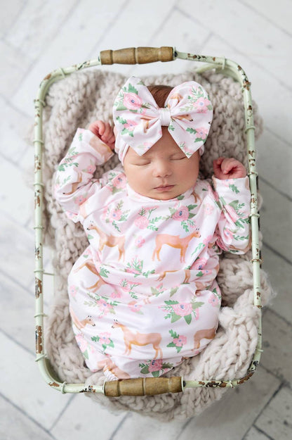Infant Girls Cowgirl Baby Gown Set With Bow